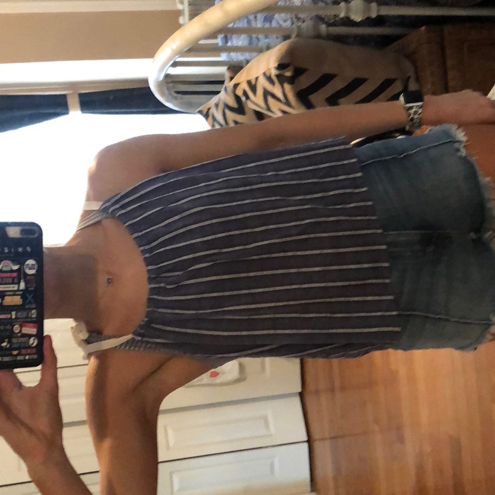 Navy blue/white Stripe cropped top *never worn